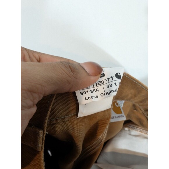 Carhartt Pants Men 38 Brown Loose Original Fit Barn Workwear B01-BRN Double Knee - Picture 11 of 11